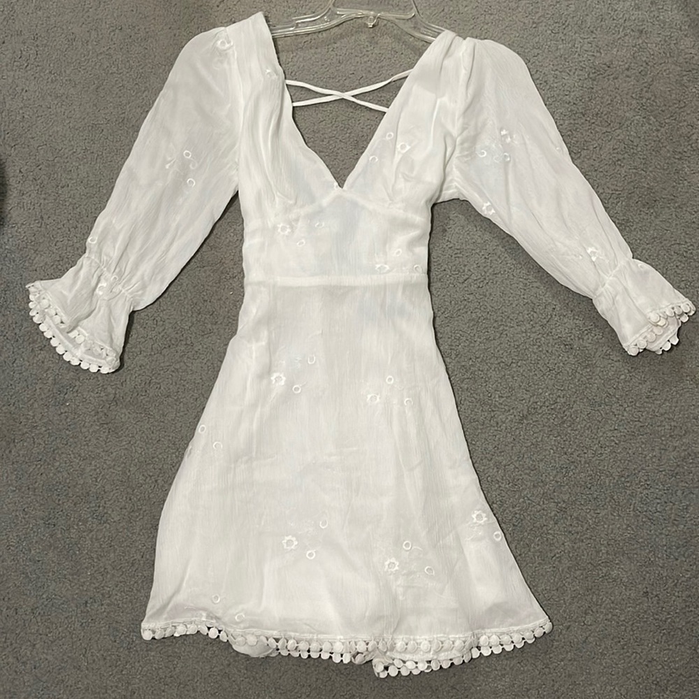 White floral mini dress